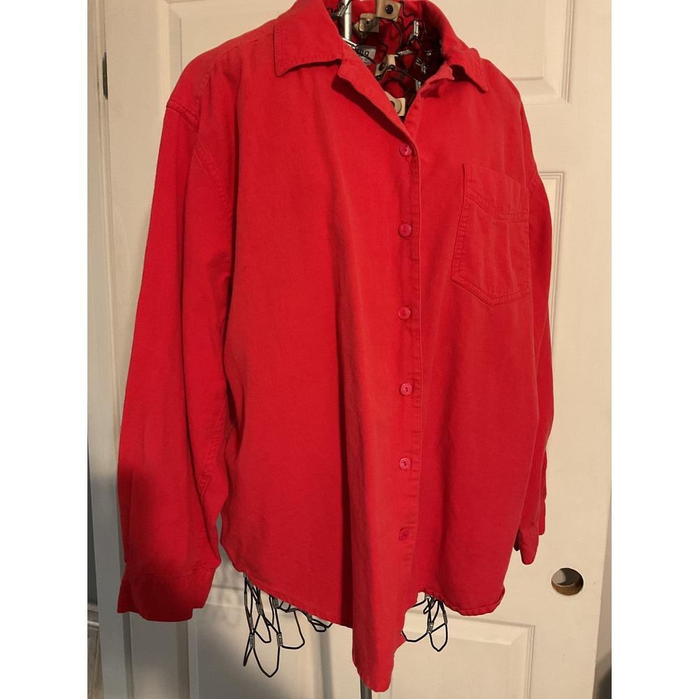 Carolina Colours‎ Plus Red Cotton Blend Button Down Shirt Women 22W Oversized